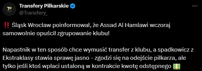 HIT! Śląsk poinformował, że piłkarz SAMOWOLNIE OPUŚCIŁ ZGRUPOWANIE!